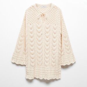 Mango crochet bell sleeve ecru dress. New with tags attached. Size 6 Medium